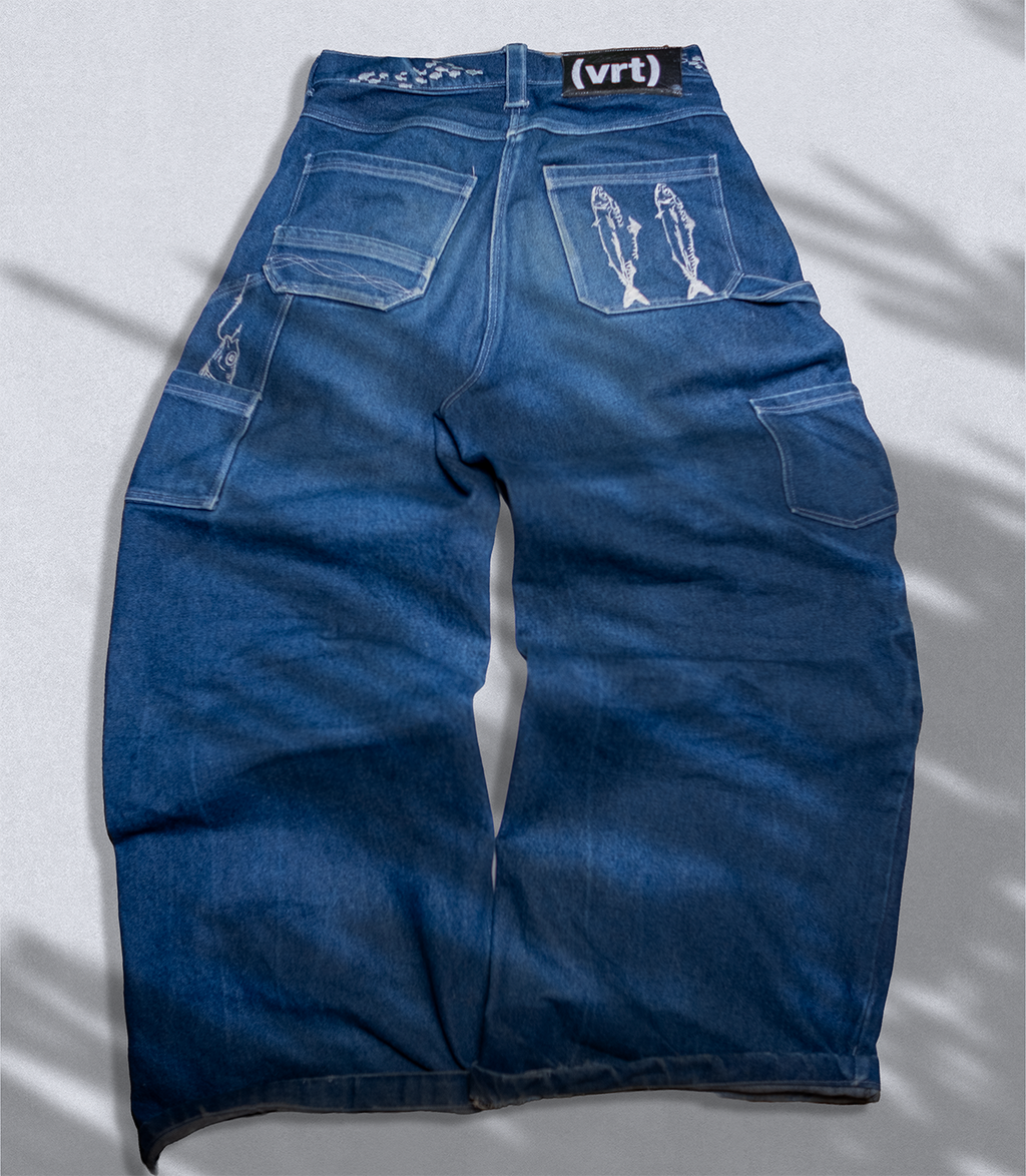 CAUGHT FISH WIDE LEG JEANS