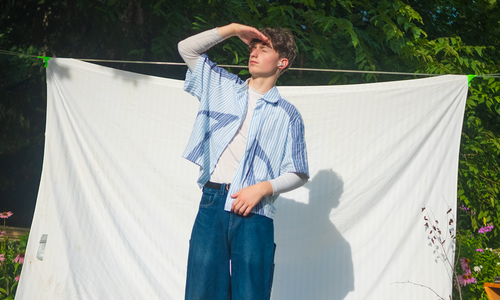 Curved striped boxy shirt
