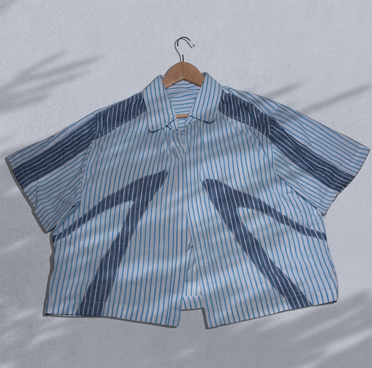 Curved striped boxy shirt